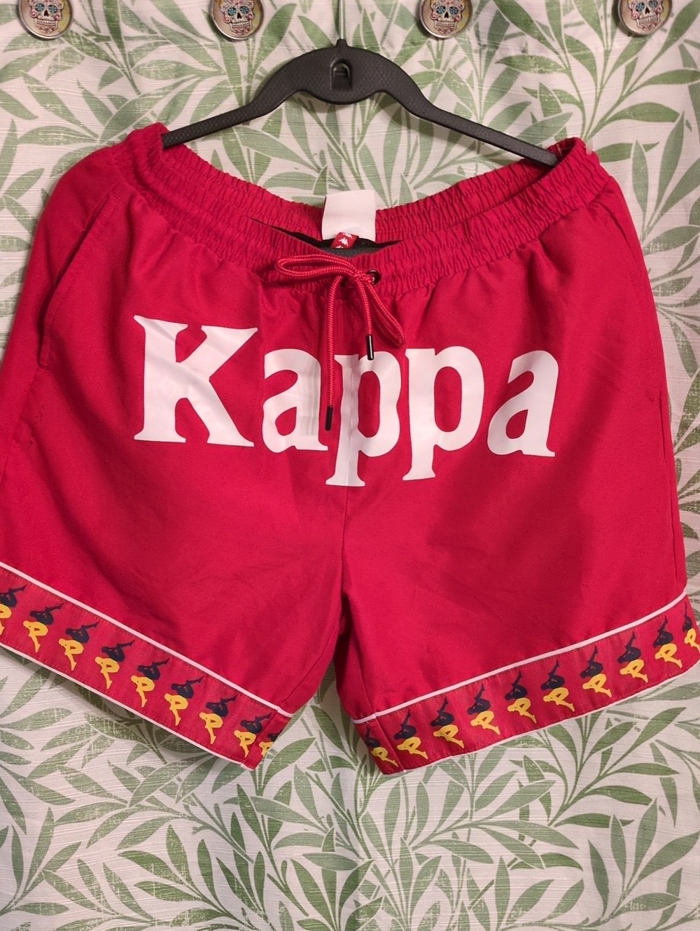 Kappa Red Athletic Shorts with Contrast Logo Trim